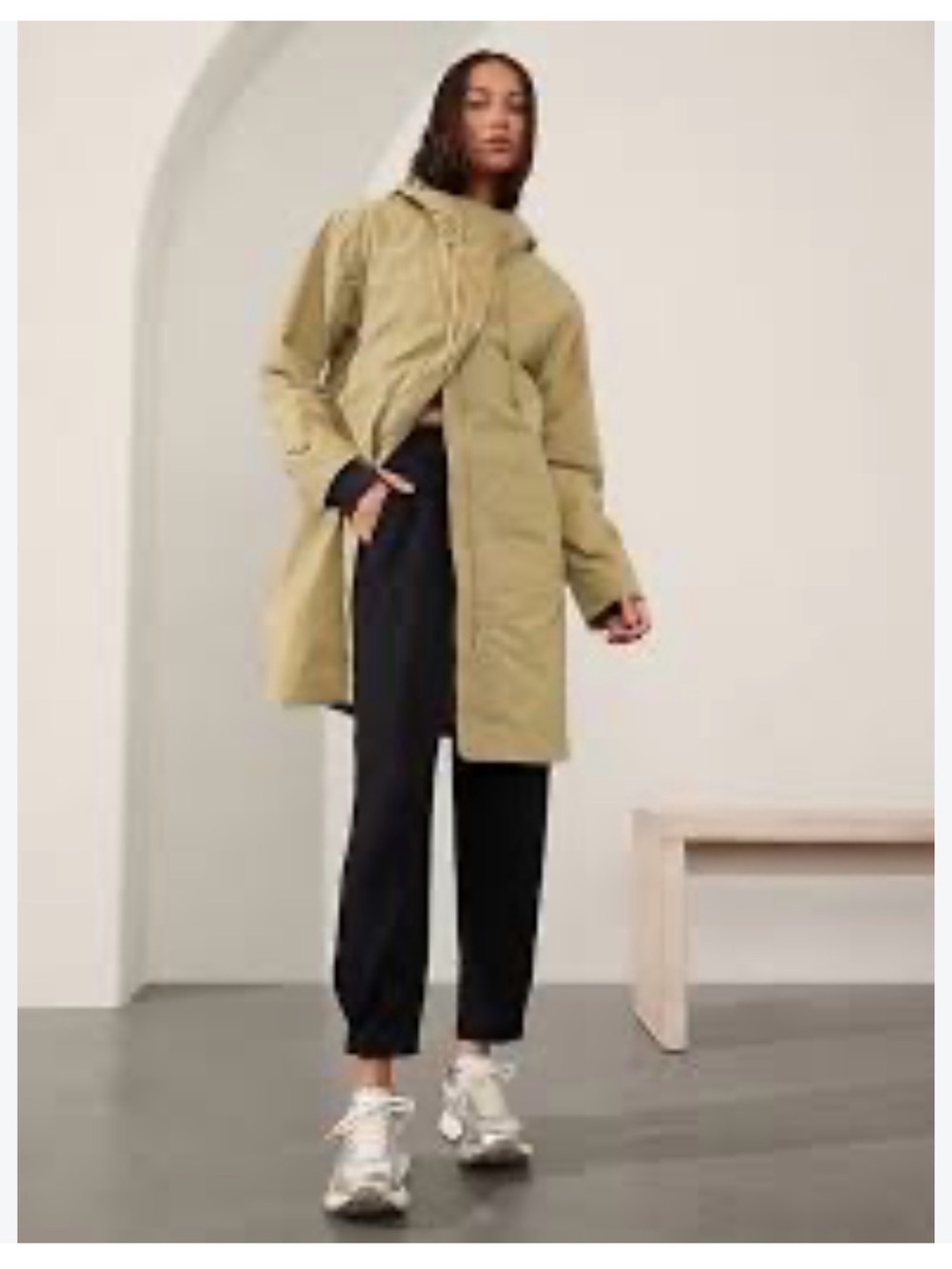 Athleta Everywhere Anorak Hooded Trench Coat - Beige